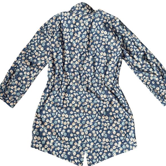 Madewell Preppy Ruffle-Neck Anorak Raincoat French Floral Blue Moon Size Smalll - Picture 11 of 14